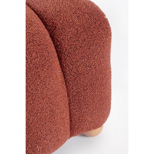 Terakotos spalvos paminkštinto audinio suolas iš boucle Zora – Bizzotto-image-3