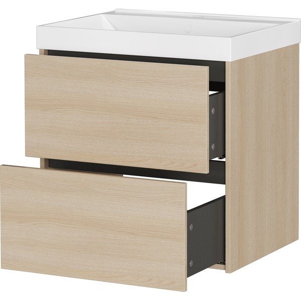 Natūralios spalvos pakabinama spintelė po kriaukle iš ąžuolo 61x65 cm Bodera – Germania-image-4