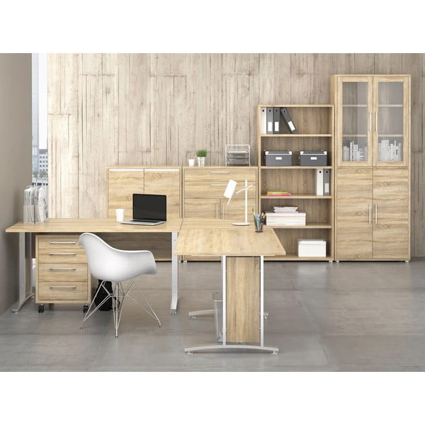 Modulinė knygų spinta natūralios spalvos iš ąžuolo 89x113 cm Prima – Tvilum-image-1