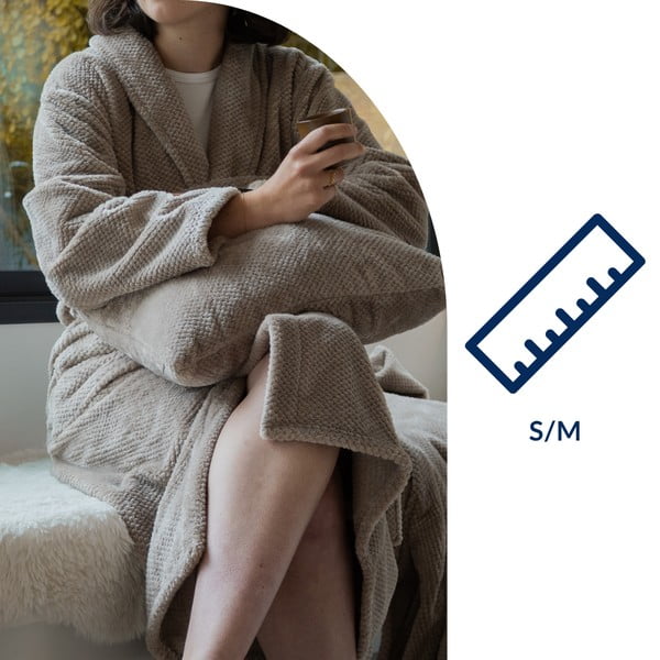 Taupe spalvos iš mikropliušo chalatas S/M Pippa – Tiseco Home Studio-image-4