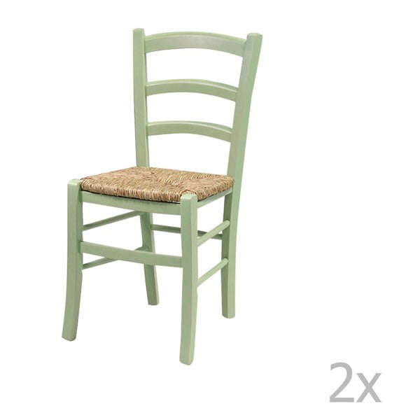 2 žalių valgomojo kėdžių iš medžio masyvo rinkinys Evergreen House Straw