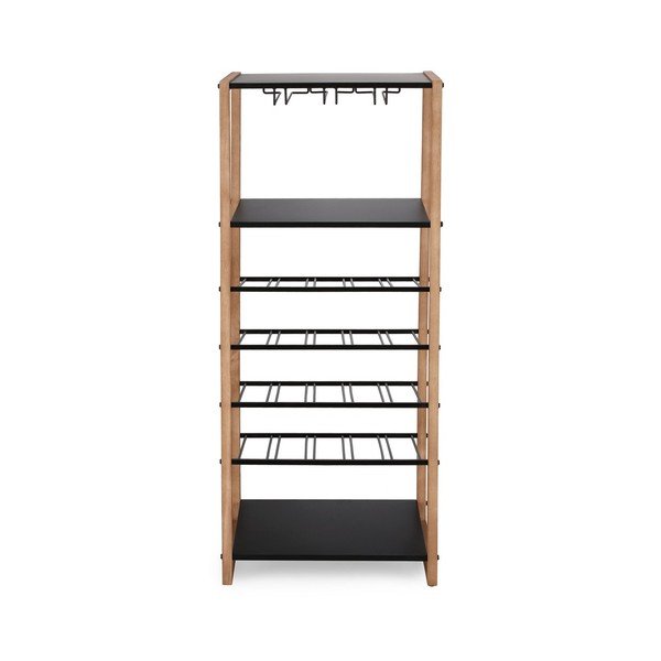 Juodos spalvos/natūralios spalvos iš metalo vyno spintelė butelių skaičius 20, 50x122x35 cm Isaac – Yes Everyday-image-3