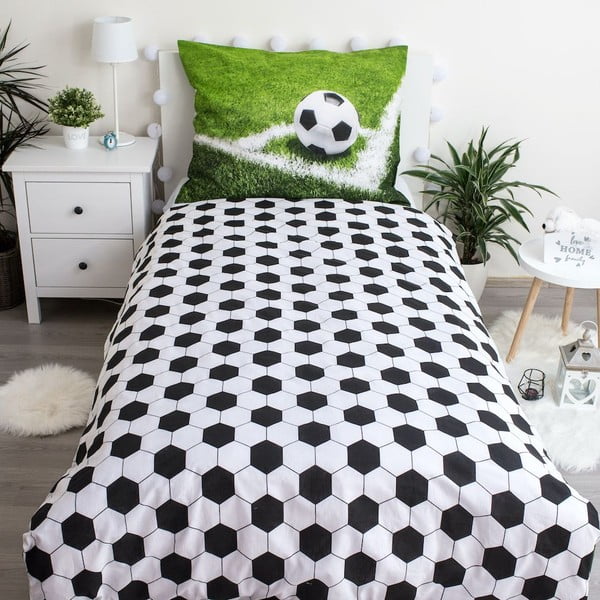 Žalios spalvos iš medvilnės viengulė vaikiška patalynė 140x200 cm Football – Jerry Fabrics-image-2