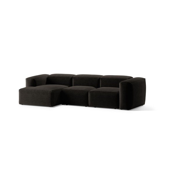 Juodos spalvos kampinė sofa (su kairiuoju kampu/su gultu) Bergamo – Cosmopolitan Design-image-2