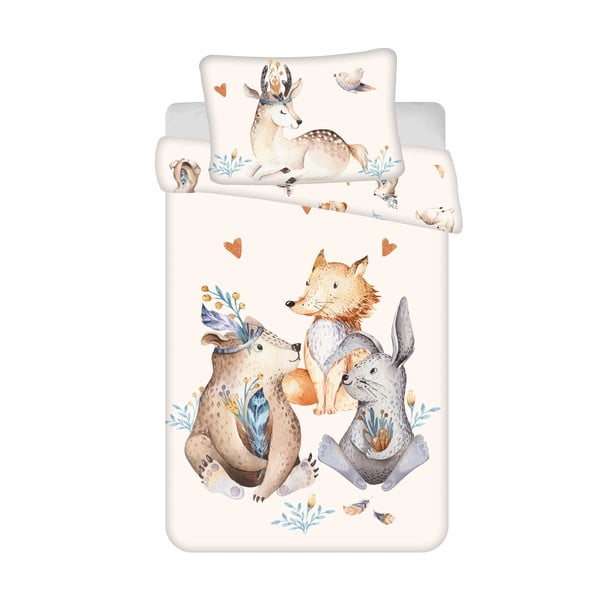 Smėlio spalvos iš medvilnės vaikiška patalynė vaikiškai lovai 100x135 cm Animals "Woodland" – Jerry Fabrics