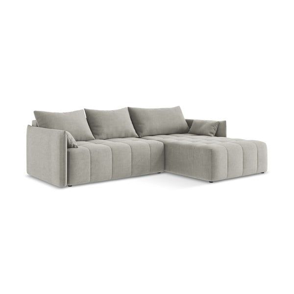 Šviesiai pilkos spalvos sulankstoma/su sandėliavimo vieta kampinė sofa (su dešiniuoju kampu/su gultu) Moku – Makamii-image-2