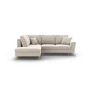 Smėlio spalvos iš velveto sulankstoma/su sandėliavimo vieta kampinė sofa (su kairiuoju kampu/„L“ formos) Kyoto – Cosmopolitan Design