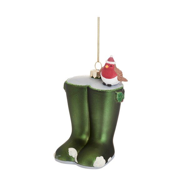Iš stiklo rankų darbo eglutės papuošimas 12 cm Christmas Wellies – Sass & Belle