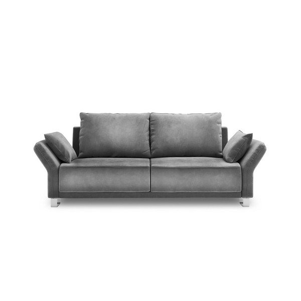 Pilka trijų vietų sofa-lova su aksomo apmušalais "Windsor & Co Sofos Pyxis