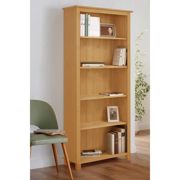 Iš pušies masyvo knygų spinta  natūralios spalvos 77x171 cm Pivo – Støraa-image-1