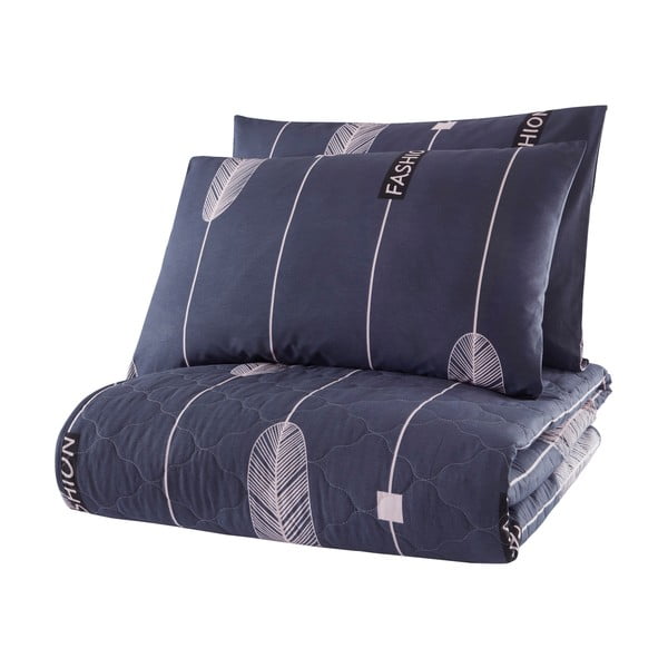 Mėlyna medvilninė lovatiesė su 2 pagalvių užvalkalais Mijolnir Modena, 225 x 240 cm