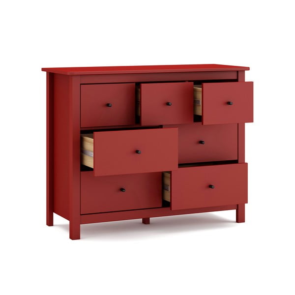 Raudona žema komoda iš pušies medienos 110x80 cm Misti - Marckeric-image-3