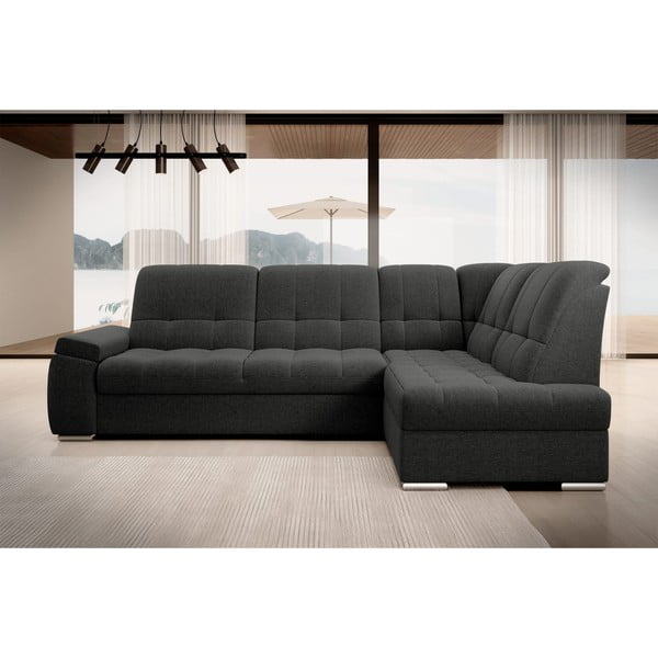 Tamsiai pilkos spalvos sulankstoma/su sandėliavimo vieta kampinė sofa (su dešiniuoju kampu/„L“ formos) Sado – ELTAP-image-3