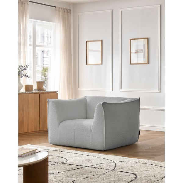 Šviesiai pilkos spalvos iš boucle krėslas Giorgia – Bobochic Paris-image-1