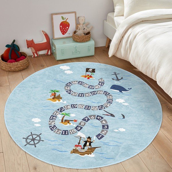 Vaikiškas kilimas šviesiai mėlynos spalvos ø 100 cm Comfort – Mila Home-image-4