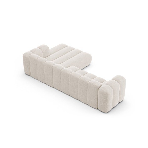 Kreminės spalvos kampinė sofa iš šenilinio audinio (su dešiniuoju kampu/su gultu) Lupine – Micadoni -image-3