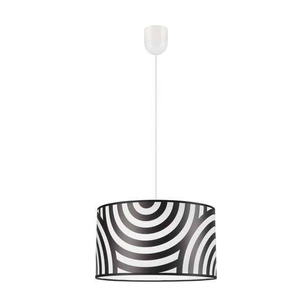 Kabantis šviestuvas juodos ir baltos spalvos ø 35 cm su tekstiliniu gaubtu Print – LAMKUR