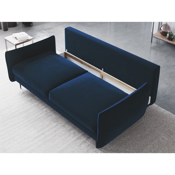 Tamsiai mėlyna sofa-lova su patalynės dėže Cosmopolitan Design Vermont-image-4