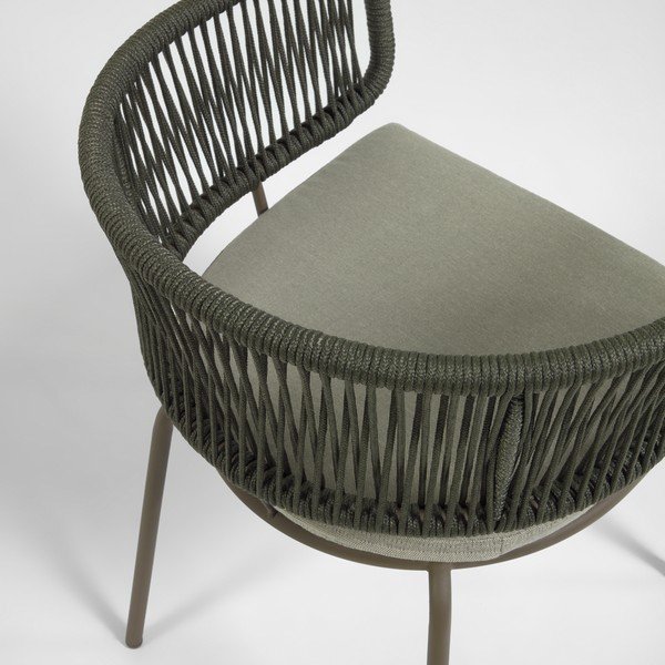 Žalios spalvos sodo kėdė su plienine konstrukcija Kave Home Nadin-image-4