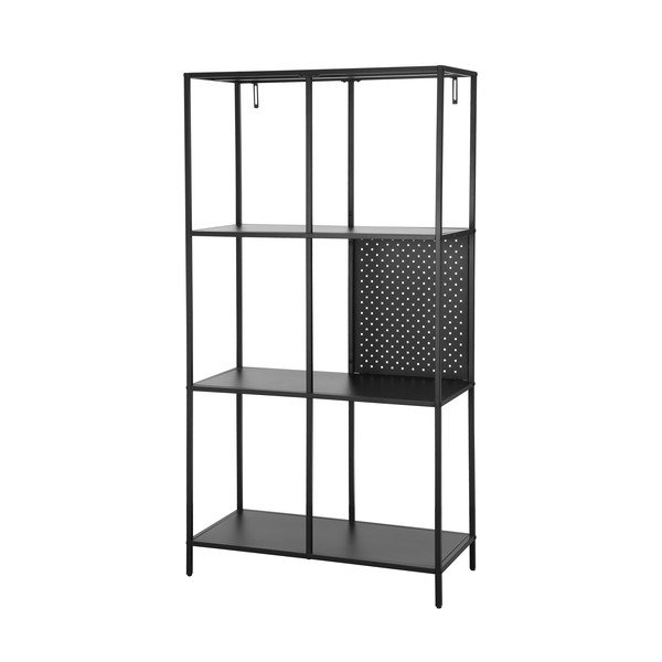 Iš metalo knygų spinta  juodos spalvos 75x144 cm Charleston – Støraa-image-1