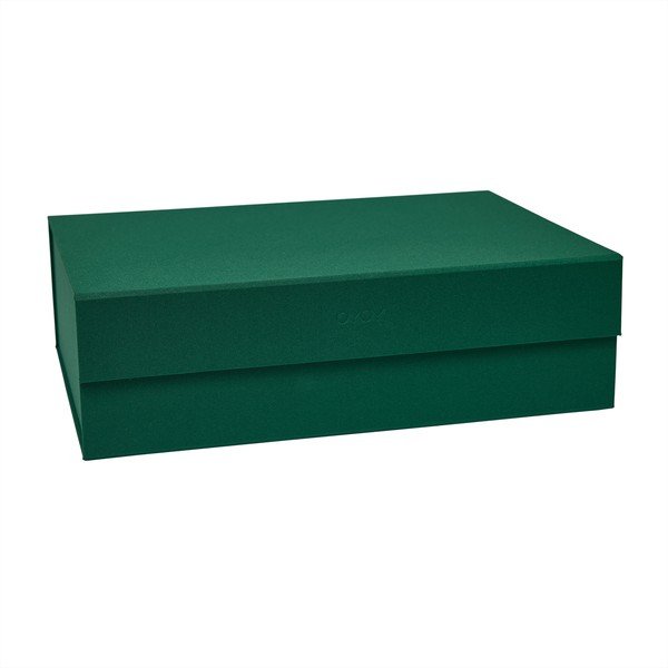 Tamsiai žalios spalvos iš kartono daiktadėžė su dangčiu 45x33x15 cm Hako – OYOY Living Design