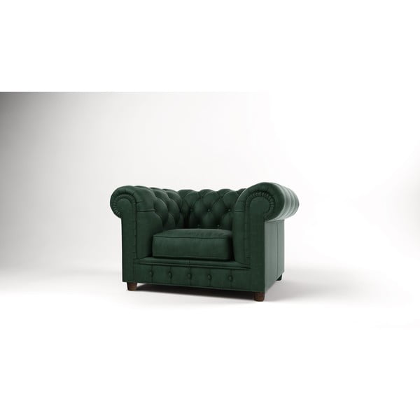Tamsiai žalias aksominis fotelis Cambridge - Ropez