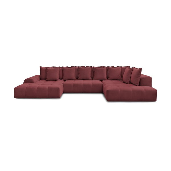 Bordo spalvos iš šenilinio audinio sulankstoma/su sandėliavimo vieta kampinė sofa (su dešiniuoju kampu/„U“ formos) Everest – Bobochic Paris