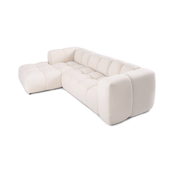 Kreminės spalvos iš velveto kampinė sofa (su kairiuoju kampu/su gultu) Cube – Bonami Selection-image-4