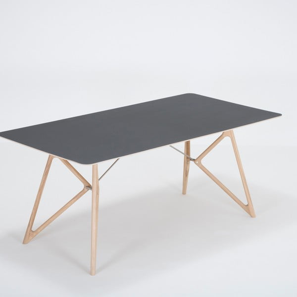 Valgomojo stalas iš ąžuolo masyvo su juodu stalviršiu "Gazzda Tink", 180 x 90 cm