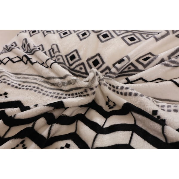 Viengulė patalynė juodos spalvos/kreminės spalvos iš mikropliušo 140x200 cm – My House-image-1