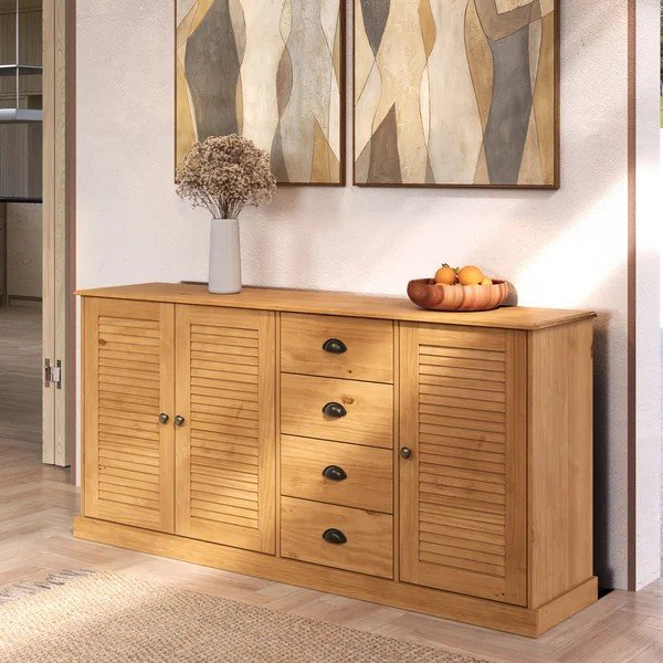Šviesios natūralios spalvos iš pušies masyvo šoninė spintelė 166x80x38 cm Edith – Støraa-image-1