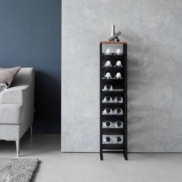 Juodos spalvos iš metalo vyno lentyna butelių skaičius 16 20x88,5x19 cm Tower – YAMAZAKI-image-1