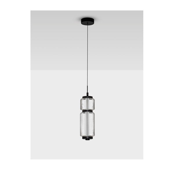 Matinės juodos spalvos iš stiklo kabantis šviestuvas LED ø 12 cm Liesa – Nova Luce-image-4