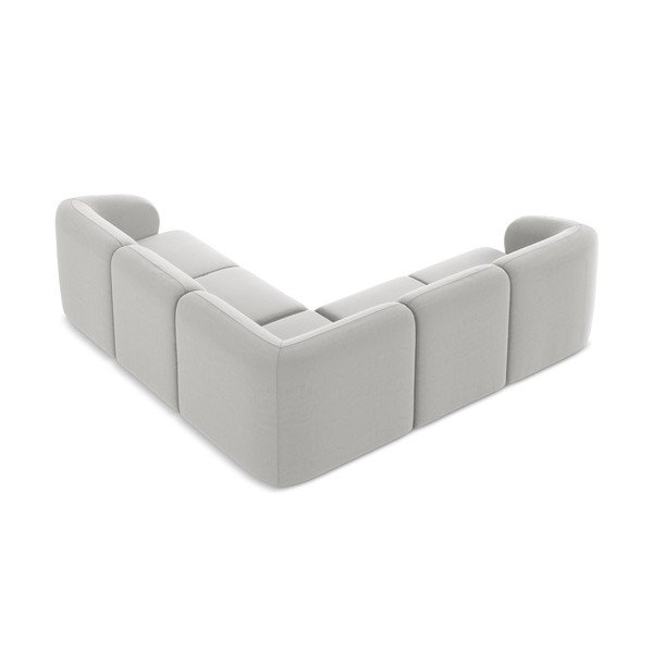 Šviesiai pilkos spalvos kampinė sofa iš velveto Lani – Makamii-image-3