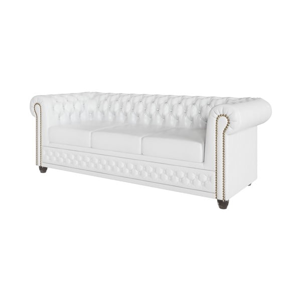 Balta sofa-lova iš odos imitacijos 203 cm York - Ropez