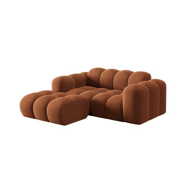 Terakotos spalvos iš šenilinio audinio kampinė sofa (su kairiuoju kampu/su gultu) Treno – Cosmopolitan Design-image-1