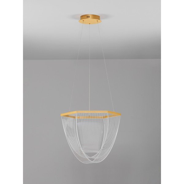 Auksinės spalvos iš aliuminio kabantis šviestuvas LED su pritemdymo funkcija ø 52 cm su gaubtu iš akrilo stiklo Valentin – Nova Luce-image-4