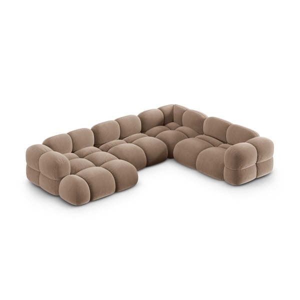 Rudos spalvos iš velveto kampinė sofa (su dešiniuoju kampu/„U“ formos) Loretto – Cosmopolitan Design-image-2