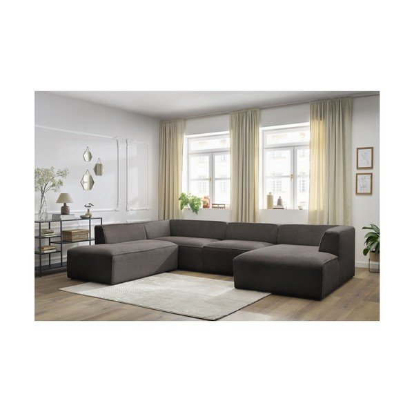 Rudos spalvos iš kordinio velveto modulinė kampinė sofa (su kairiuoju kampu/„U“ formos) Megeve – Bobochic Paris-image-1