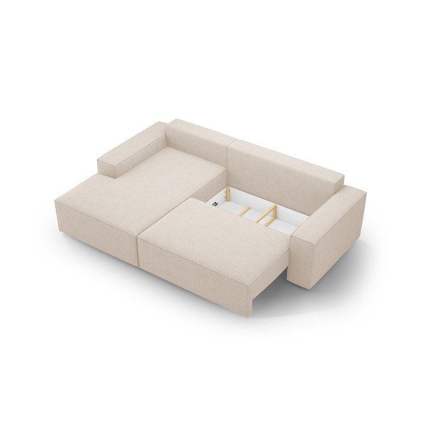Iš boucle sulankstoma kampinė sofa smėlio spalvos (su kairiuoju kampu) Jodie – Micadoni Home-image-4