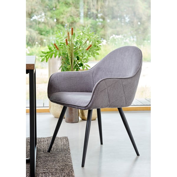 Pilkos spalvos iš audinio valgomojo kėdė su porankiais Minto – Unique Furniture-image-1