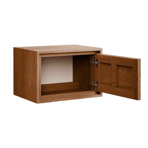 Rudos spalvos iš tikmedžio masyvo pakabinama spintelė po kriaukle 60x40 cm Kenta – Kave Home-image-2