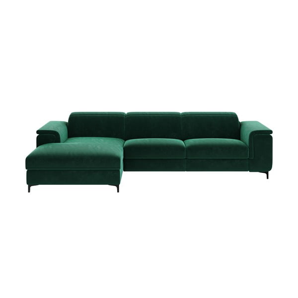 Kampinė sofa tamsiai žalios spalvos iš velveto (su kairiuoju kampu) Brito – MESONICA