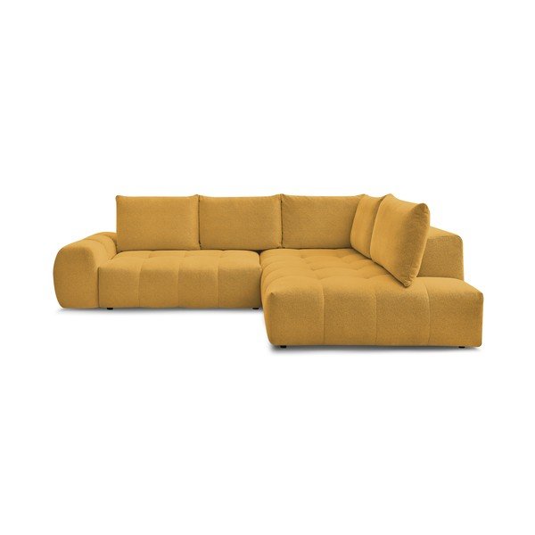 Garstyčių spalvos iš šenilinio audinio sulankstoma/su sandėliavimo vieta kampinė sofa (su dešiniuoju kampu/„L“ formos) Everest – Bobochic Paris