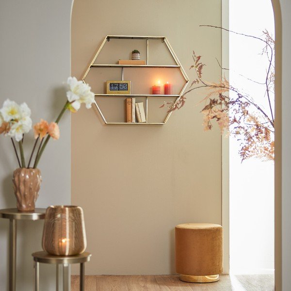 Iš velveto pufas auksinės spalvos/šviesiai rudos spalvos Nadien – Light & Living-image-3