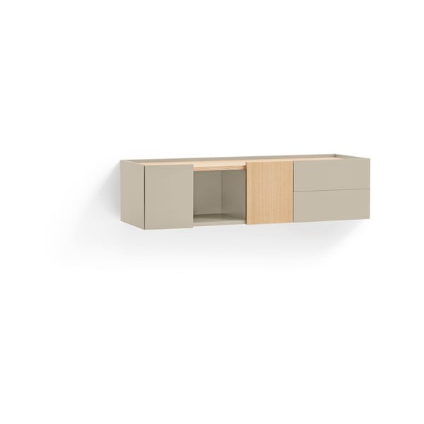 Žema šoninė spintelė smėlio spalvos/natūralios spalvos iš ąžuolo 110x23 cm Otto – Teulat-image-1