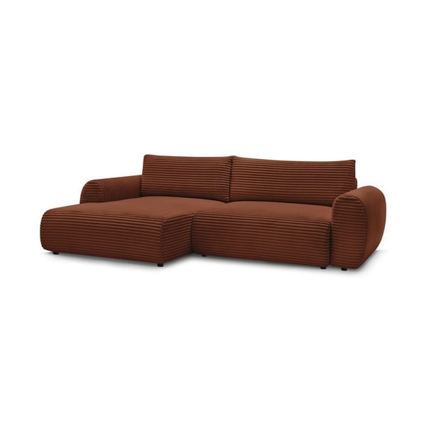 Iš kordinio velveto sulankstoma kampinė sofa raudonos plytų spalvos (su kairiuoju kampu) Lucien – Bobochic Paris-image-3
