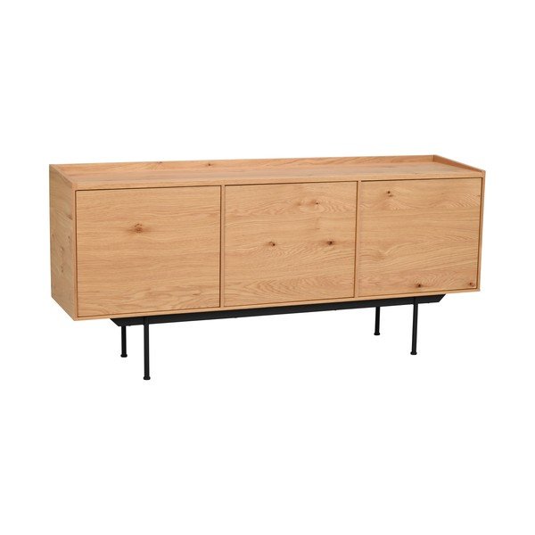 Žema natūralios spalvos ąžuolo komoda 160x74 cm Brewerton - Rowico-image-2