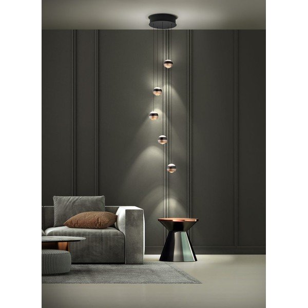 Kabantis šviestuvas juodos spalvos/vario spalvos LED ø 30 cm su metaliniu gaubtu Orbit – Trio Select-image-1