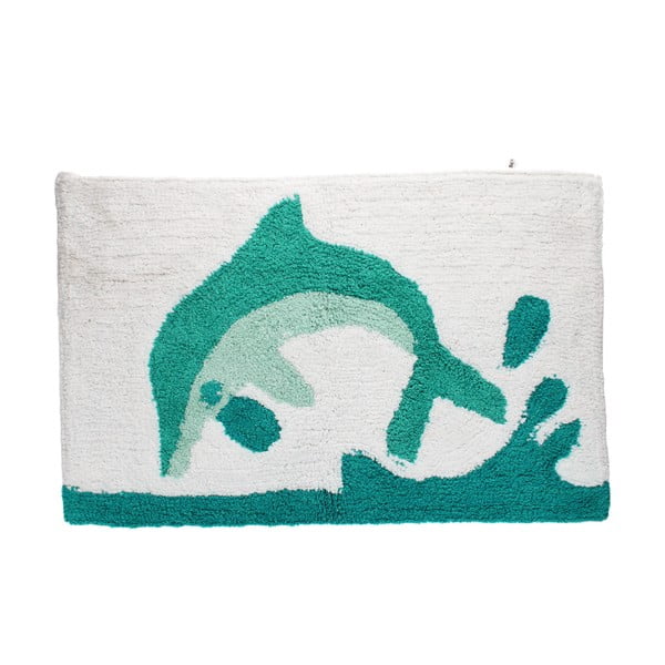 Baltos spalvos/turkio spalvos vonios kilimėlis 50x80 cm Dolphin – Rex London